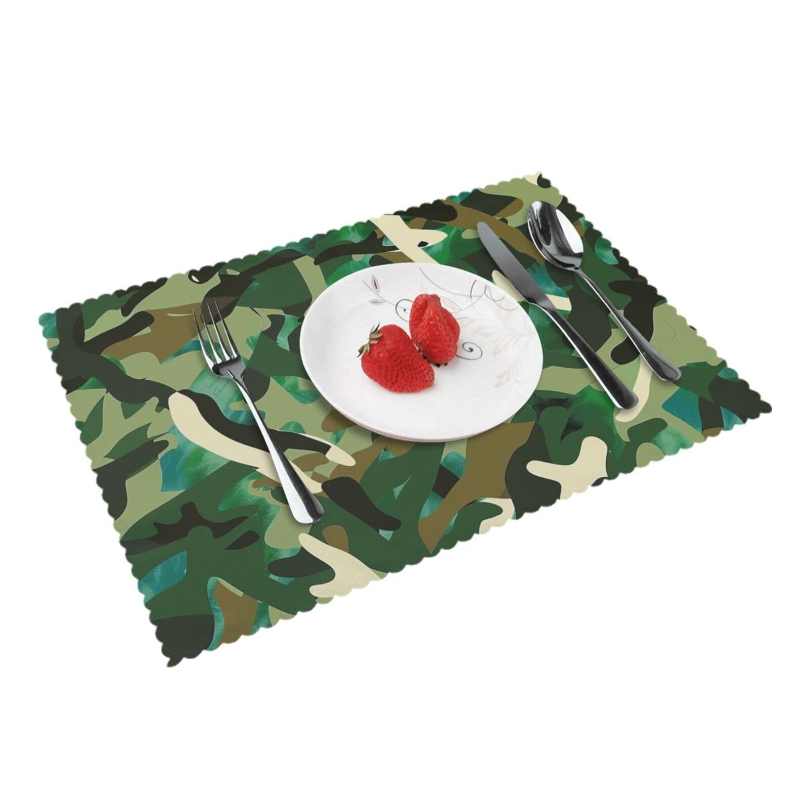 Abstract Camouflage Printed Placemat Heat Resistant Place Mats Set of 4 PCS Washable Kitchen Table Mats, 12x18 Inch
