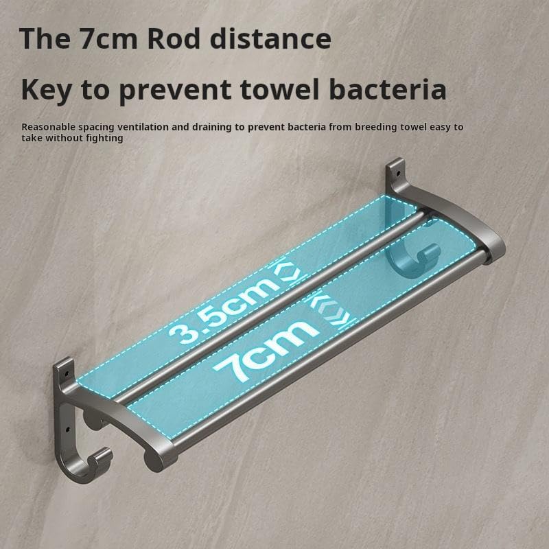 Image of iSTAR Double Rod Towel Holder - Stainless Steel Wall Mounted 2 Bar Towel Rack, 24 Inch Rust-Proof Chrome Finish (Black, Pack of 4)
