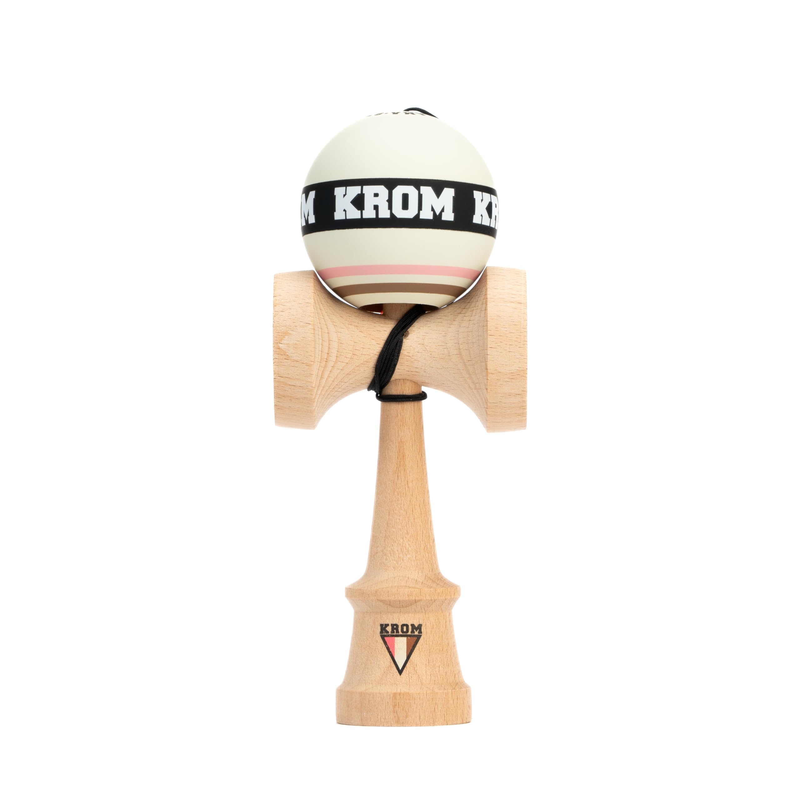 KROM Kendama STROGO Neapolitan Vanilla – Kendama de Madera para Principiantes y Jugadores avanzados – Juego de Habilidad para Uso Interior y Exterior – Juguete de Madera con Cuerda y Bola