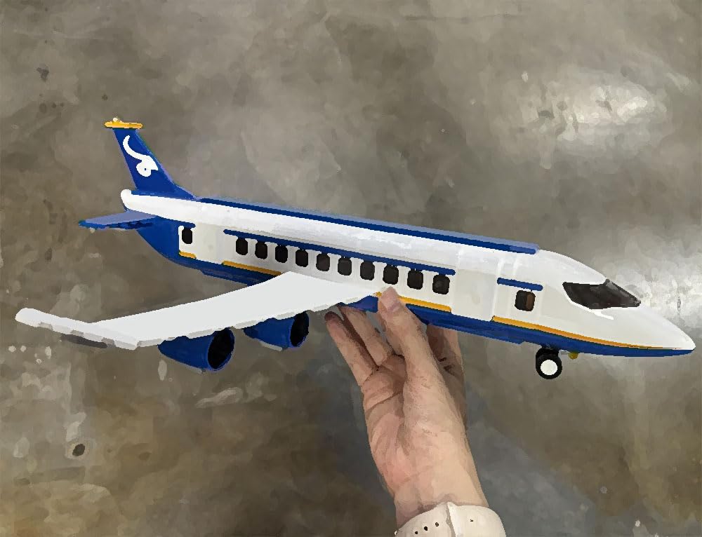 City Passenger Airplane Building Set for Boys 6+ 8+ 12+, City Plane Airport Playset with a Large Aircraft, Passenger Bus, Luggage Truck, Container Loader, 7 Minifigures
