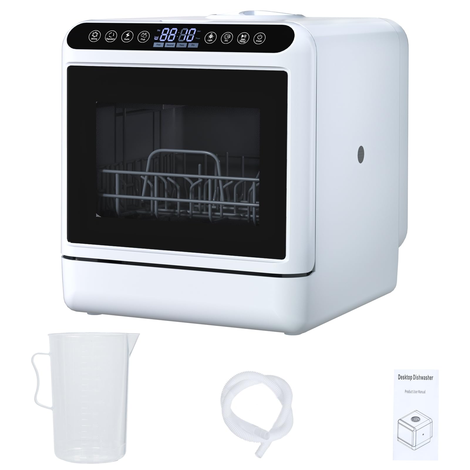 Energy-Efficient Portable Countertop Dishwasher with Dual Heating, 5L Tank - Compact 18"x18" Design for Small Kitchens