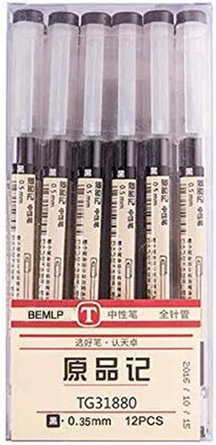 Gel Ink Pen Extra Fine Point Pens Ballpoint Pen 0.35mm Black For Japanese Office School Stationery Supply 12 Packs