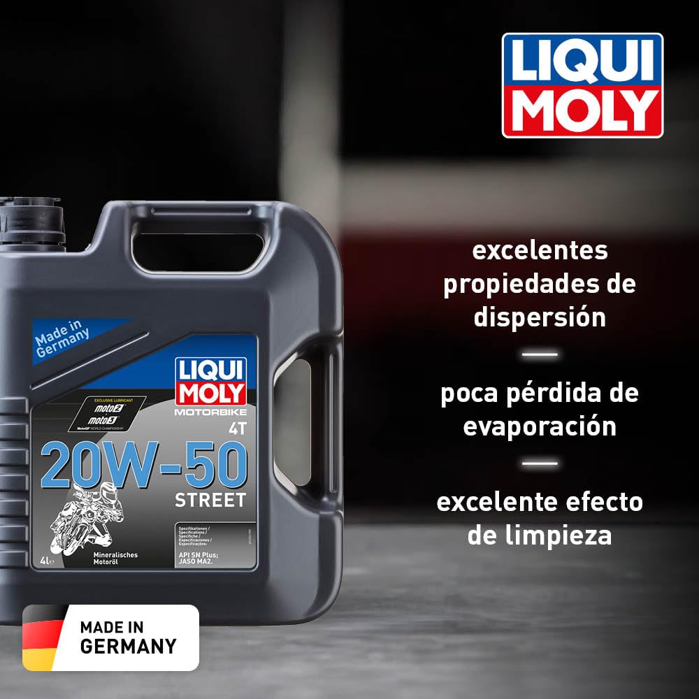 LIQUI MOLY Motorbike 4T 20W-50 Street | 4 L | Aceite de 4 tiempos de motocicleta | 1696