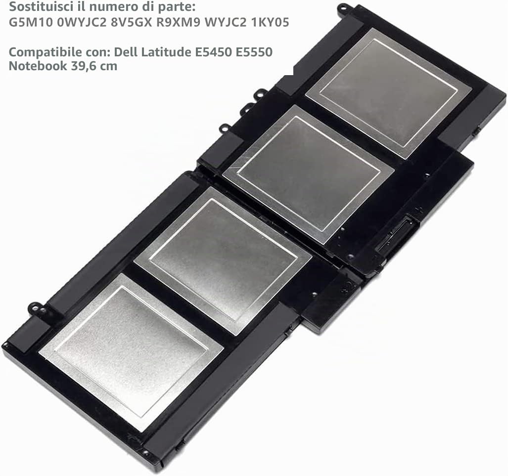 AKKEE G5M10 Laptop Batteria per Dell Latitude 14 E5450 E5550 15.6 inch Series Notebook 0WYJC2 8V5GX R9XM9 WYJC2 1KY05 7.4V 51Wh 4Cell