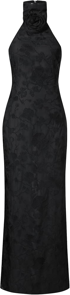 JW PEI Women's Uliana Floral Lace Halterneck Maxi Dress - Black at Amazon Women's Clothing store JW PEI Women's Uliana Floral Lace Halterneck Maxi Dress - Black at Amazon Women's Clothing store