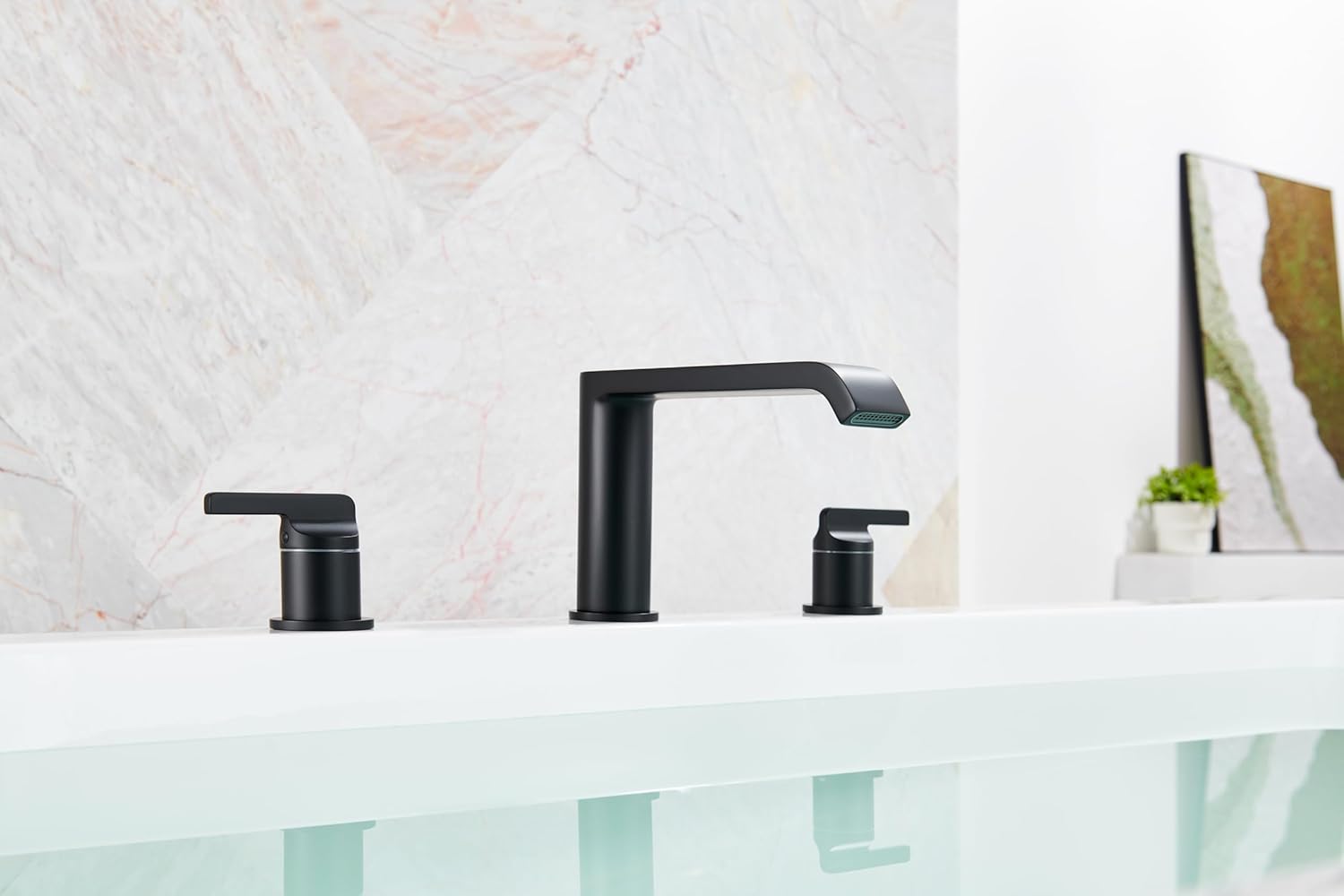 SITGES Matte Black Roman Tub Faucet, Solid Brass 3-Hole Deck Mount with Medium-Height Spout, Dual Handles, Heavy-Duty Construction & cUPC Certified Supply Lines