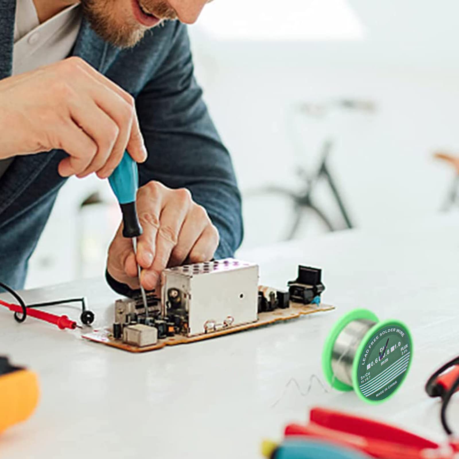 Stagno per saldatura, 0.8 mm, stagno per saldatura con flusso, filo per saldatura da 20 g, per la riparazione e il fai da te di componenti elettronici per saldatura elettrica