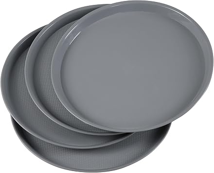 4 Pcs 13.6 Restaurant Serving Trays, Plastic Non Slip Tray for for Bar Drink, Cafeteria Food, Coffee, Table, Hotel, Party Grey