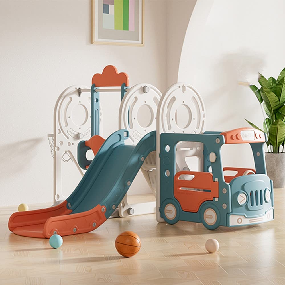 Kidsbliss バス滑り台 【ブルー】バス滑り台 すべり台 ブランコ  