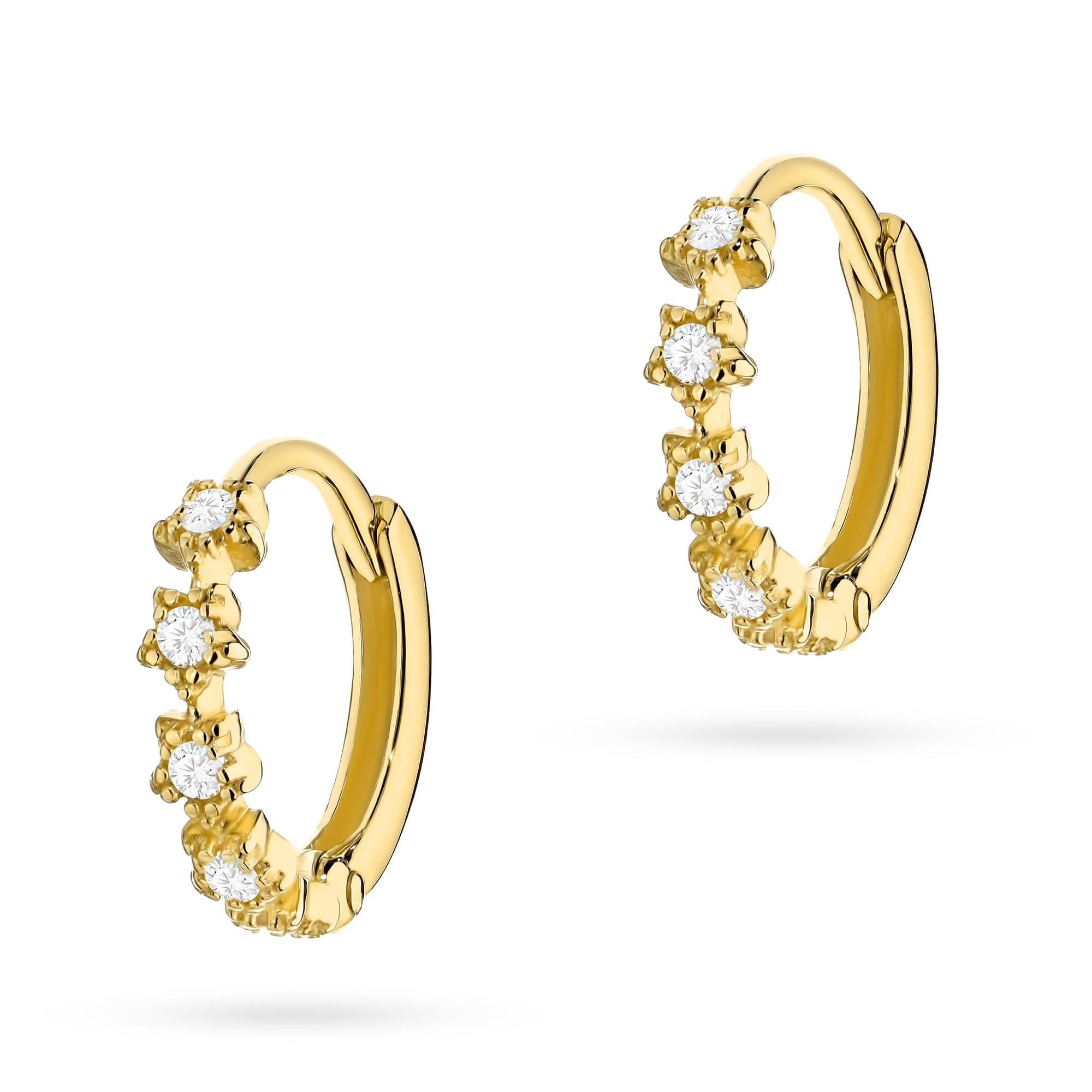 Ohrringe Gold 333 Damen Creolen – Echtgold Gelbgold 8K mit Zirkonia, kleine 11 mm Creolen, elegant & leicht, Schmuck für Frauen und Mädchen