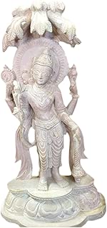 Mogul Interior Artisan Carved Vintage 6" Yoga Decor Statue Standing Vishnu Sculpture Temple Puja Idol Gorara Stone