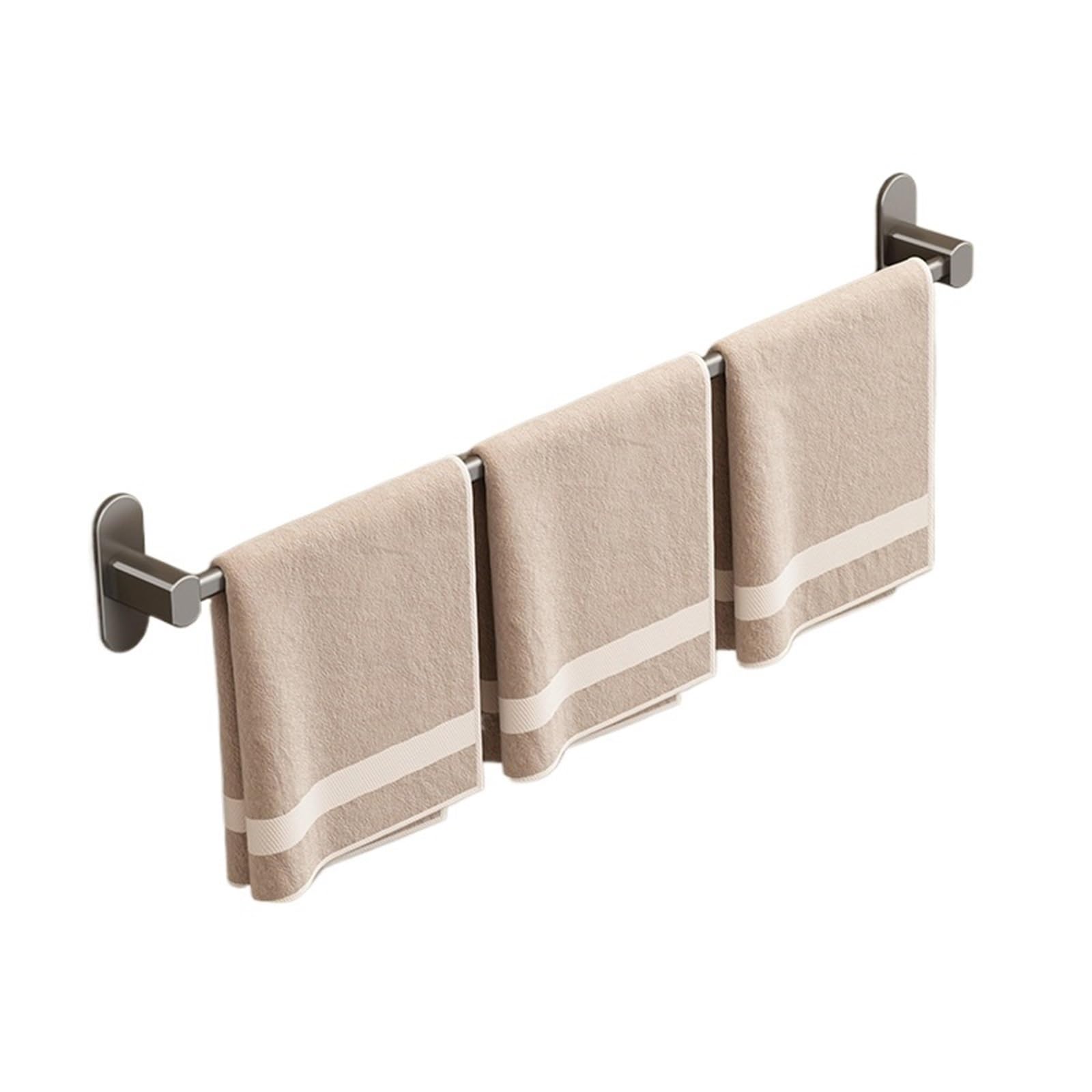 Towel Racks For Bathroom Black No Drill Self Adhesive Bar,Wall Mounted Rail,Modern Organizer For Kitchen Laundry Room(Gray,60cm)