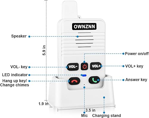 Miniatura 5 de Timbre inalámbrico, receptor interior adicional para ampliar el sistema de timbre OWNZNN Doorbell, intercomunicador de conversación manos libres