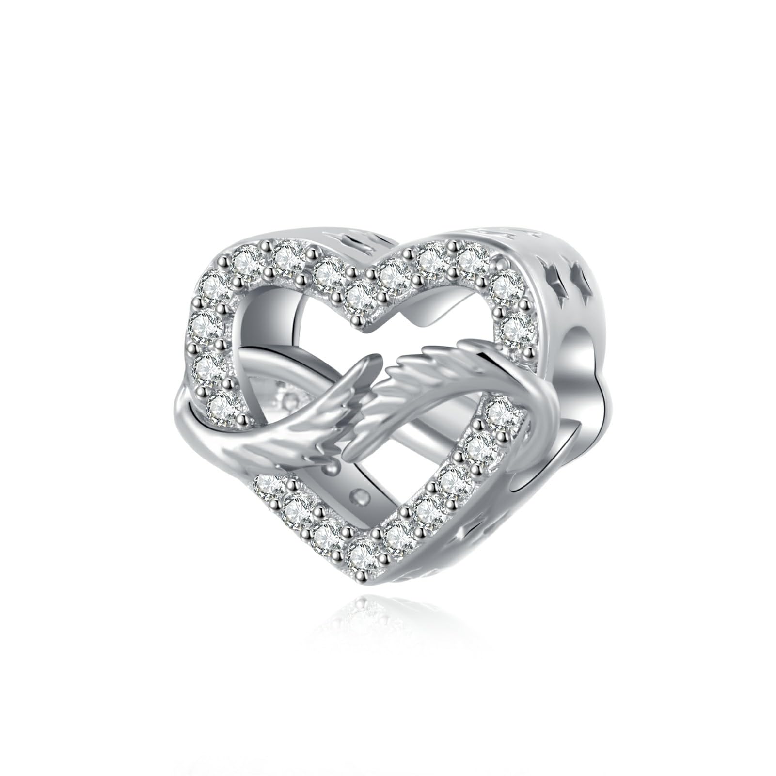 LSxABInfinity Angel Wings Surround Heart Charm Compatible with Pandora Charms Bracelets