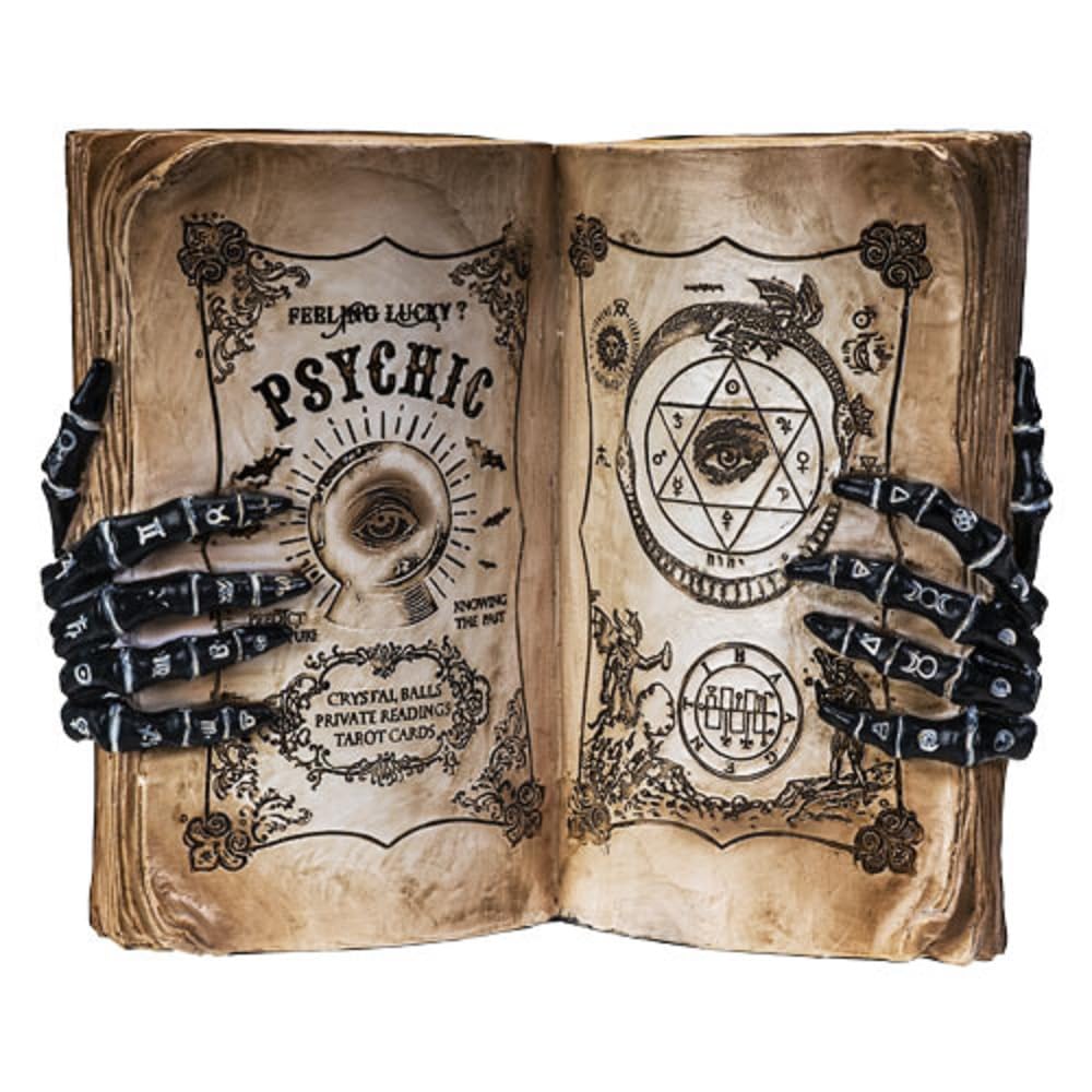 Pacific Giftware Feeling Lucky Psychic Book with Skeleton Palmistry Hands Gothic Statue Figurine 8.39” Tall
