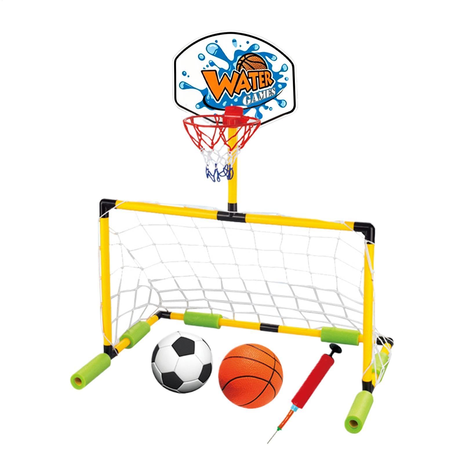 Canasta de baloncesto flotante para piscina, portería de fútbol 2 en 1 y canasta de baloncesto de piscina, canasta de fútbol acuático para para niños y adultos