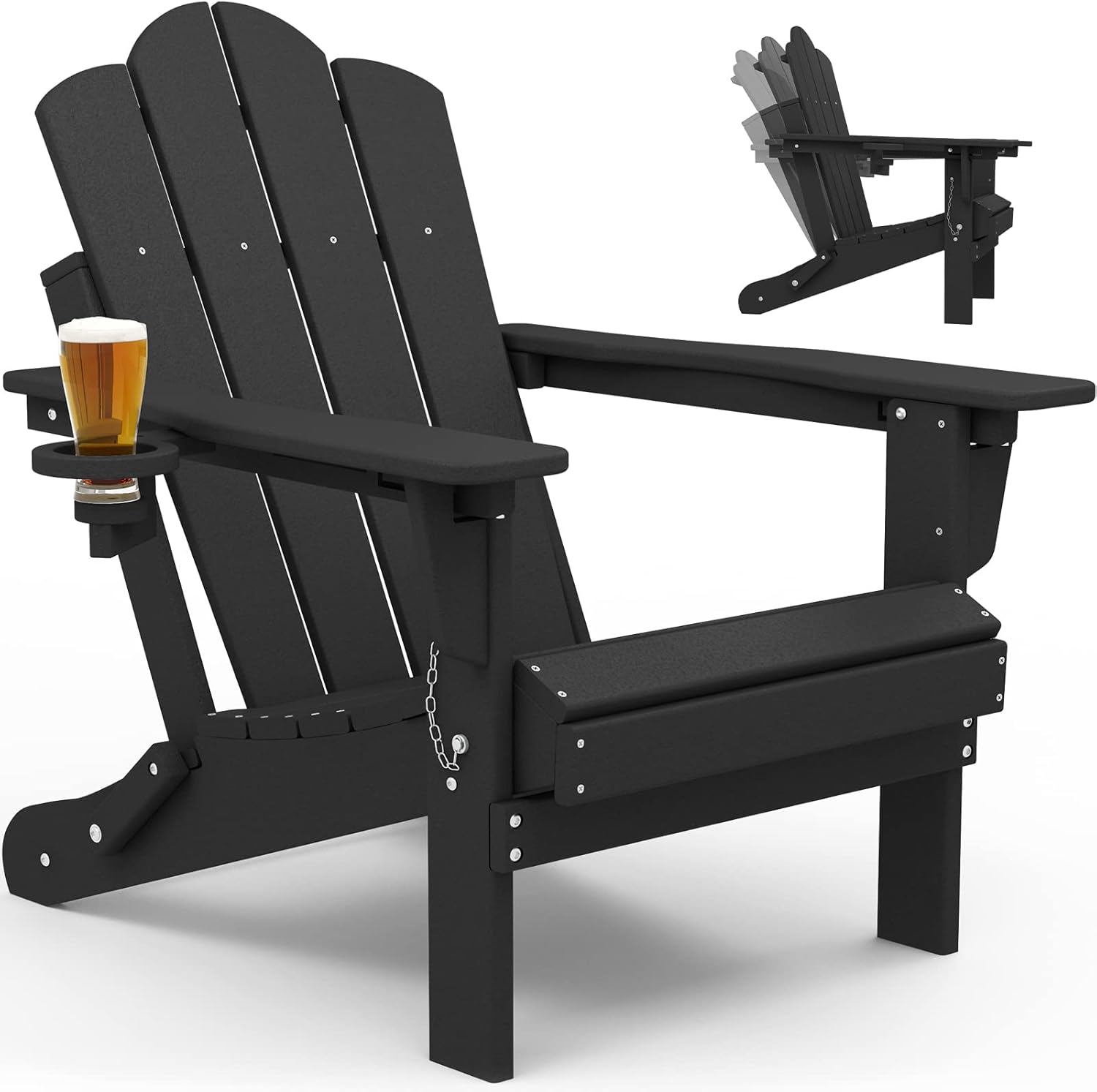 KINGYES Folding Adjustable Backrest Adirondack Chair with