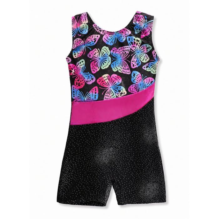 Image of HOZIY Leotards for Girls Gymnastics Kids Children Biketard Snowflake Ribbon Blue Purple Hot Pink Sparkle