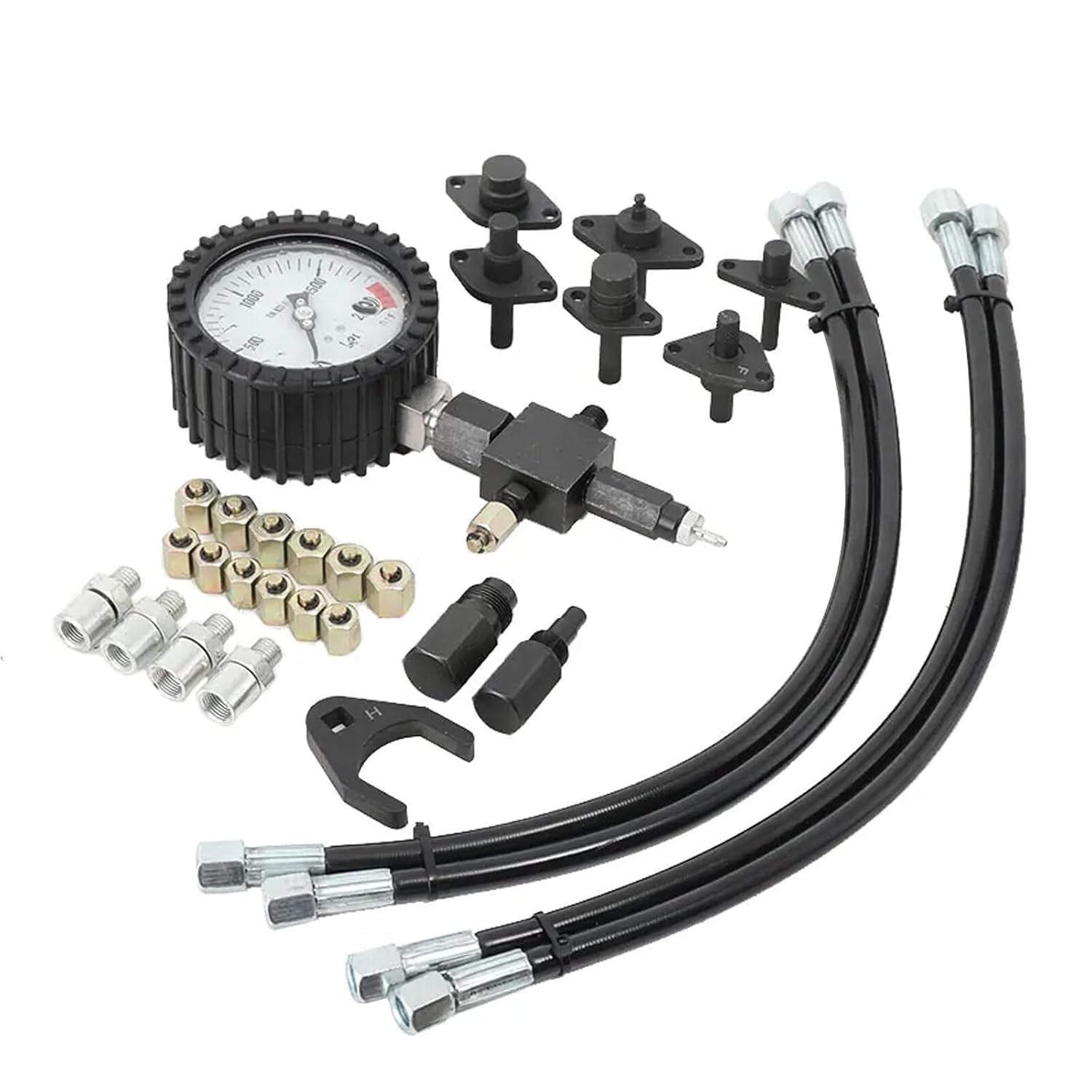Kit Tester Pressione Diesel Common Rail, Manometro Alta Pressione 2000 Bar con Valvola di Sicurezza, Strumento Diagnostico per Officina Meccanici Professionisti e Autofficine