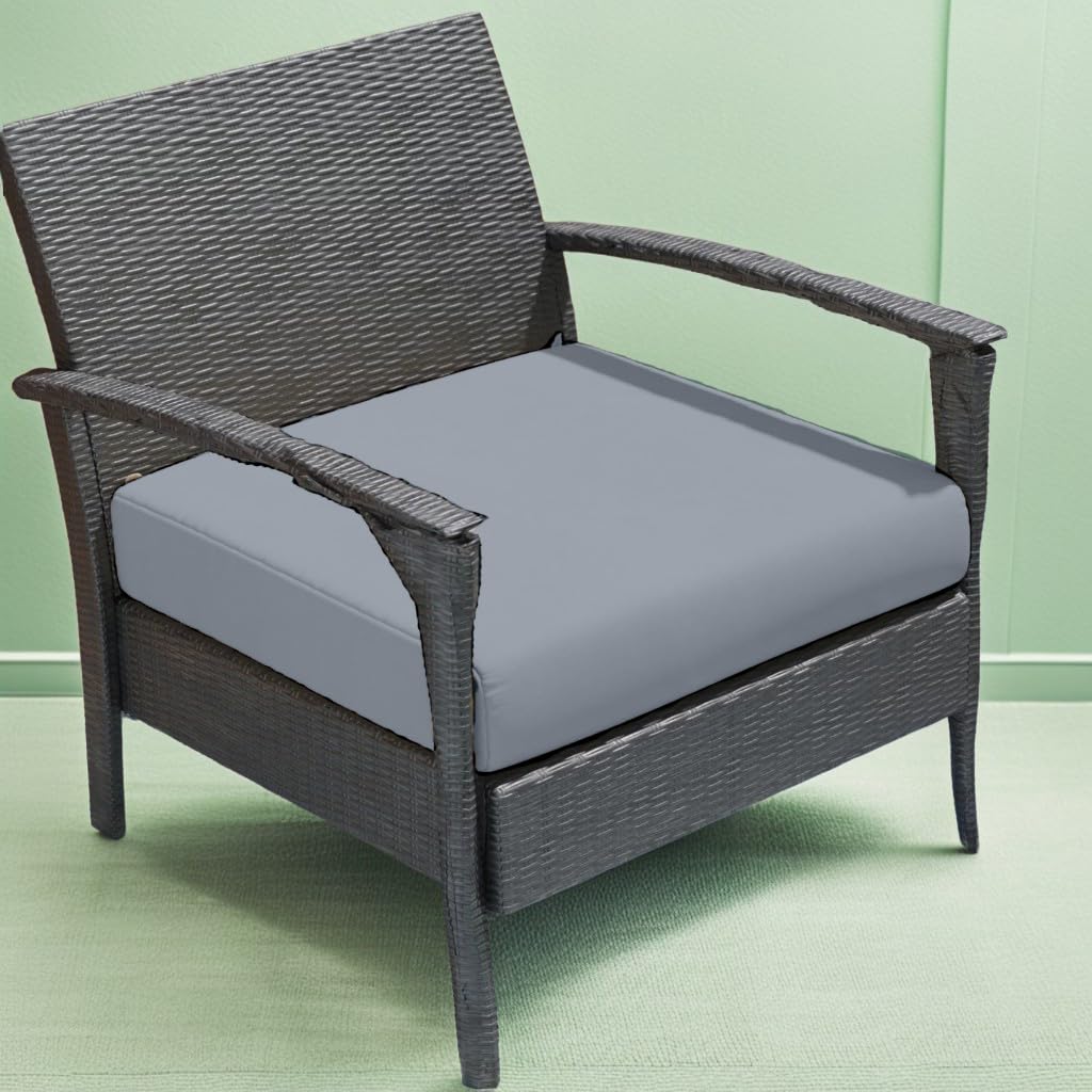 A ATH COLLECTION Seat Pads Cushion for Rattan Garden Furniture 100% Water Resistant Garden Patio Chair Cushions Kitchen Dining Living Room Coffee Shop ALL-PURPOSE Use (Silver, 24"X24"X4")