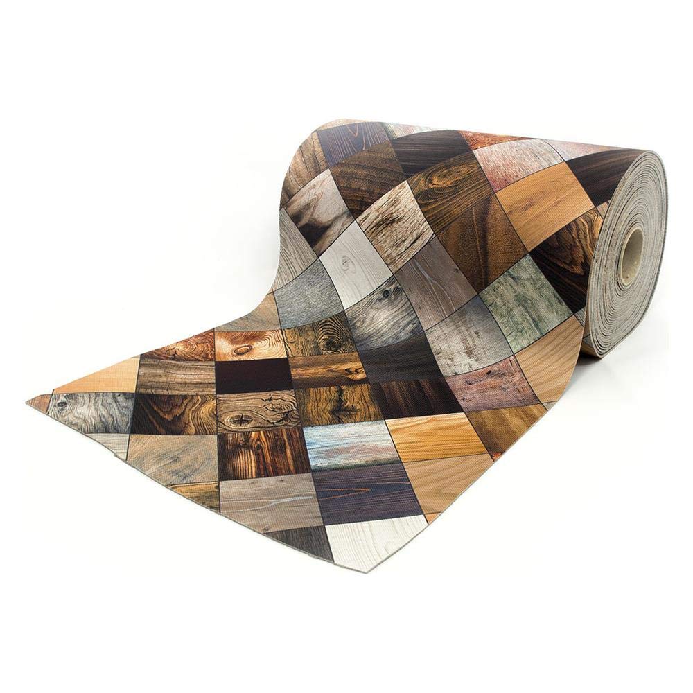 PELLECCHIA COLORI Tappeto Cucina Antiscivolo Lavabile in Vinile |Made in Italy | Passatoia Antimacchia in PVC Interni ed Esterni | Stampa PARQUET QUADRI | Tappeti Runner Lungo in Gomma (52 X 350 CM)