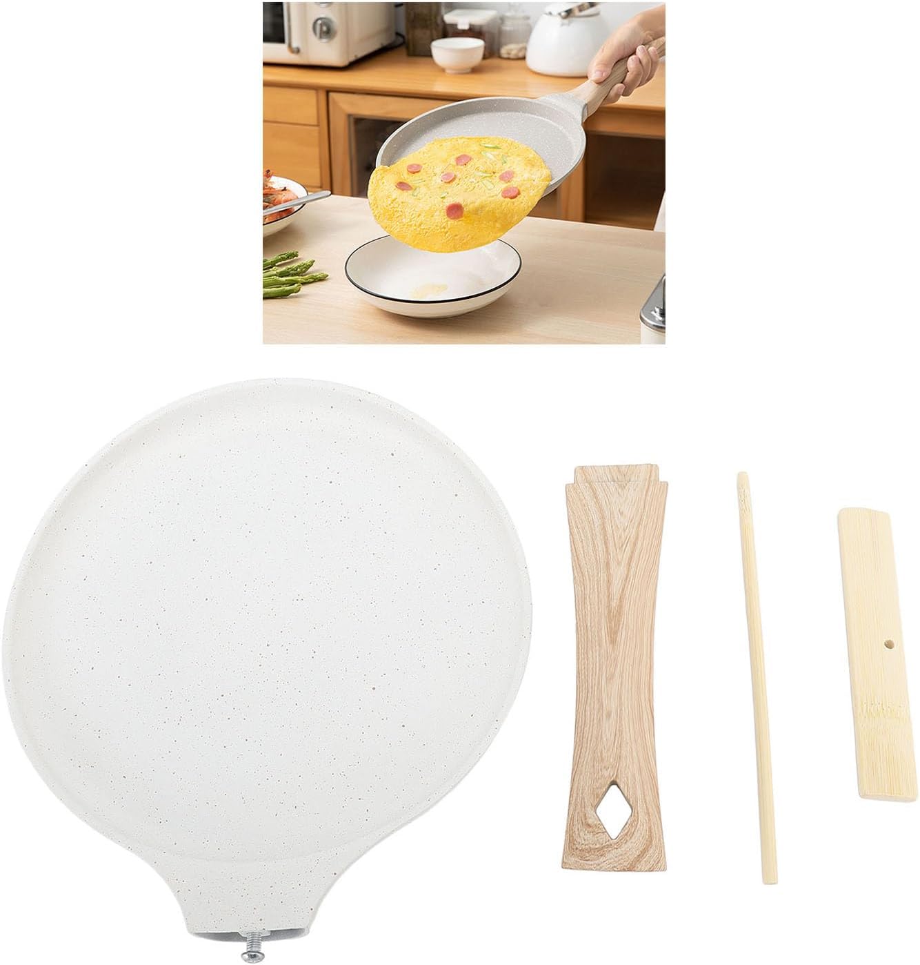 Crepe Pancake Pan, Aluminium Alloy Multifunctional Flat Nonstick Crepe Pan, Tortilla Pan Pancake Flat Skillet Tawa Dosa Tortilla Pan Crepe Pancake Pan for Roti Egg Omelet Tortilla