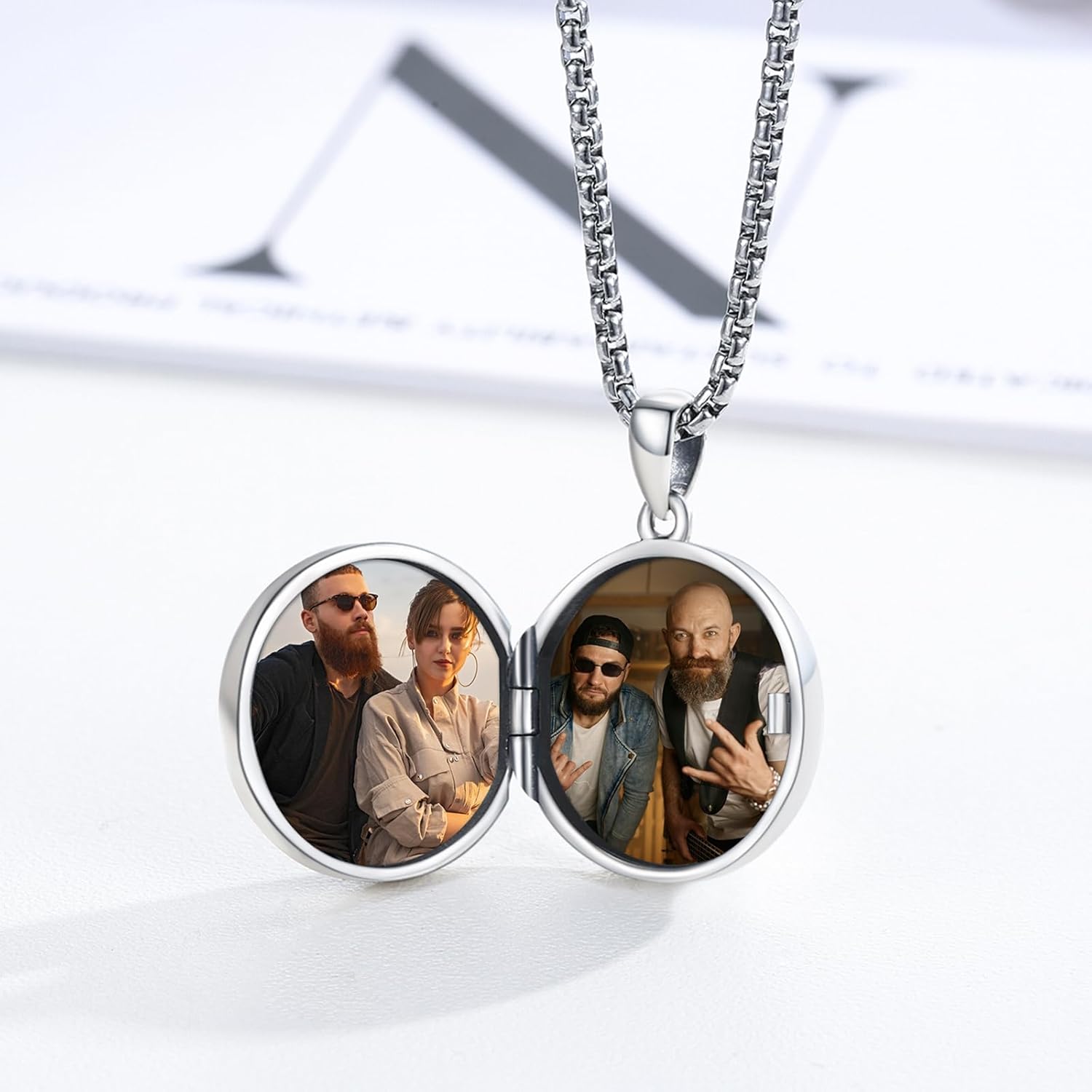 Skull Locket with Picture Custom 925 Sterling Silver Momento Mori Pendant Picture Photo Locket Skull Jewelry for Men Women - Image 2