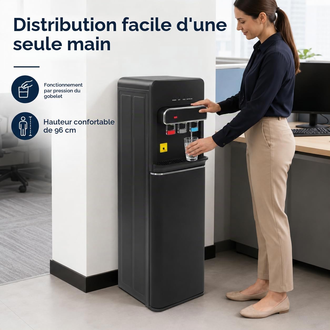 550W Distributeur d'eau Chargement par Le Bas Vertical Fontaine Eau Fraiche Refroidisseurs Et Fontaines à Eau,3 Types De Température Distributeur d'eau Chaude Et Froide,pour Maison, Bureau (Noir)