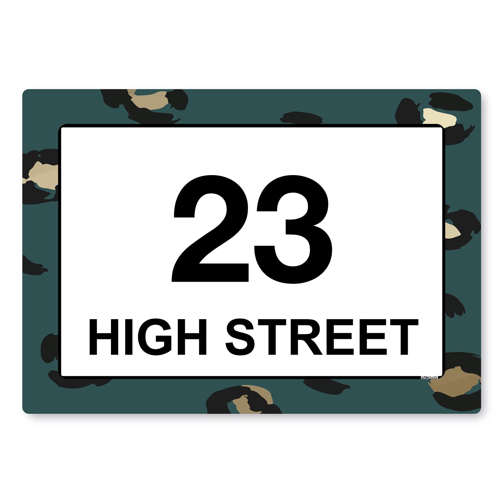 stika.co Pack of 4 Personalised Green Leopard Wheelie bin stickers, House Number and Street Name for Bins and Recycle waste containers, White Self-adhesive Vinyl (A5 210 x 148mm, White Vinyl)
