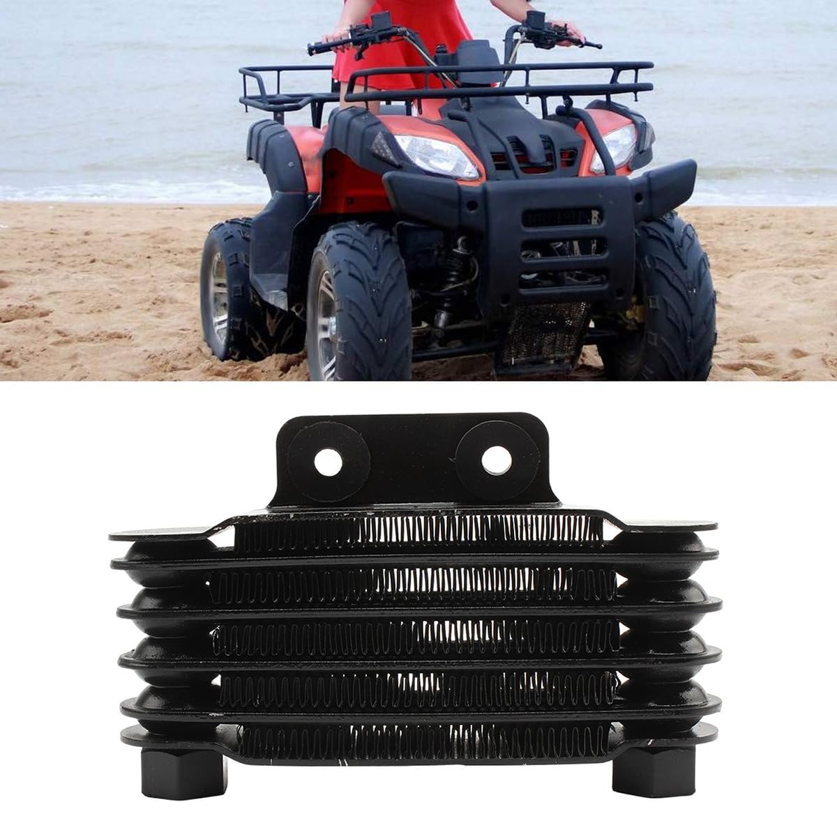 Radiatore olio motore universale a 5 file per moto da cross ATV da 100-250 cc - Radiatore di ricambio in lega di alluminio, nero