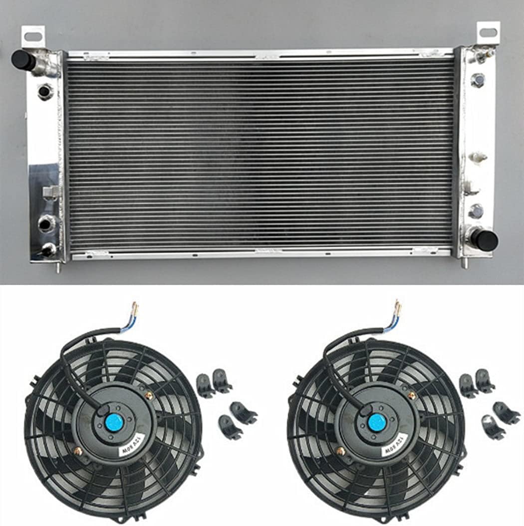 41" Aluminum Radiator + 2x Fans for Chevy Silverado 1500 GMC Yukon Cadillac Escalade 4.8 5.3 6.0L AT