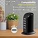 USB Charging Station for Multiple Devices, Multiport Charger Tower, USB-C Port Supports PD Quick Charge Compatible with iPhone, Smartphones, Tablets and Other Devices (Black, 20W)