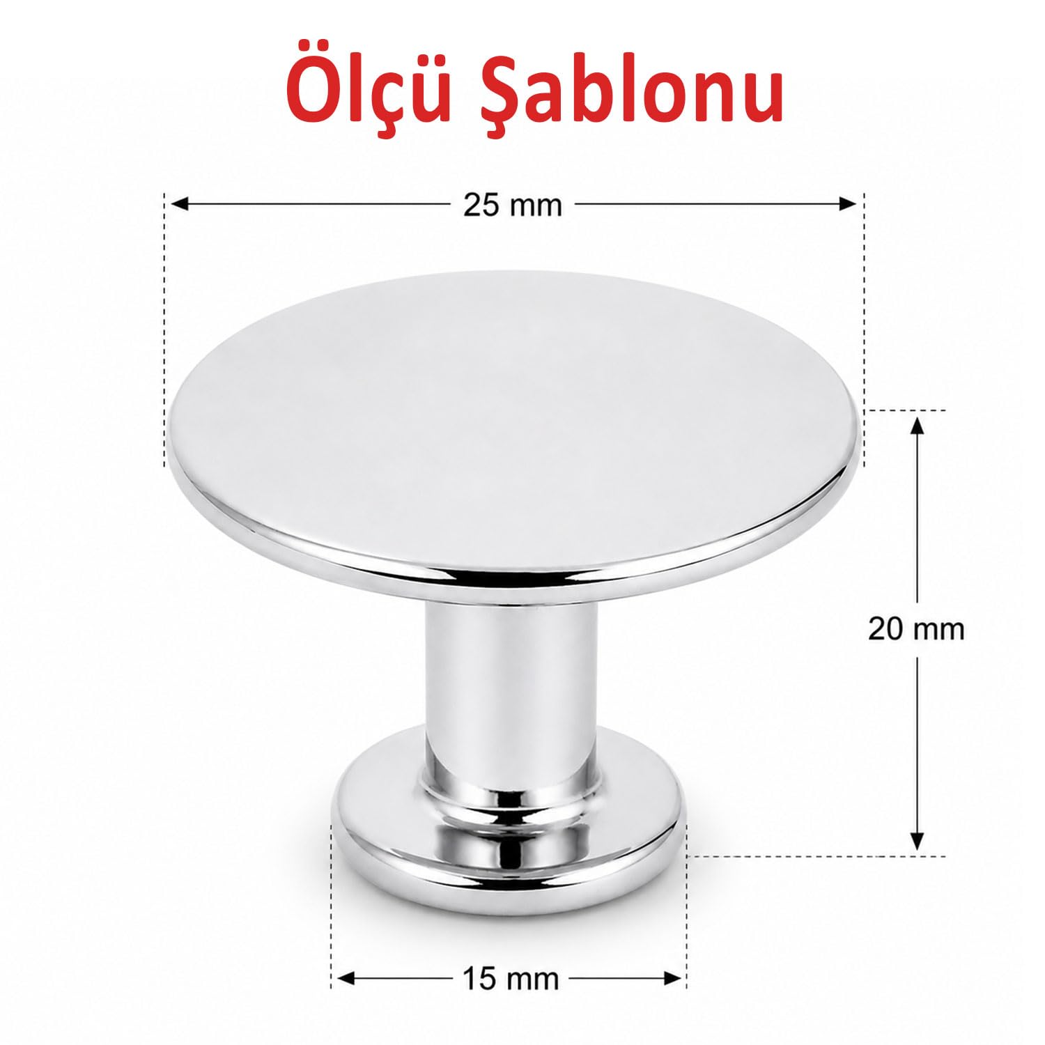 4 ADET Düğme Çekmece Dolap Dolabı Kapak Kulpu Kulpları Kulbu Krom Metal Daire Kulp Mobilya Mutfak