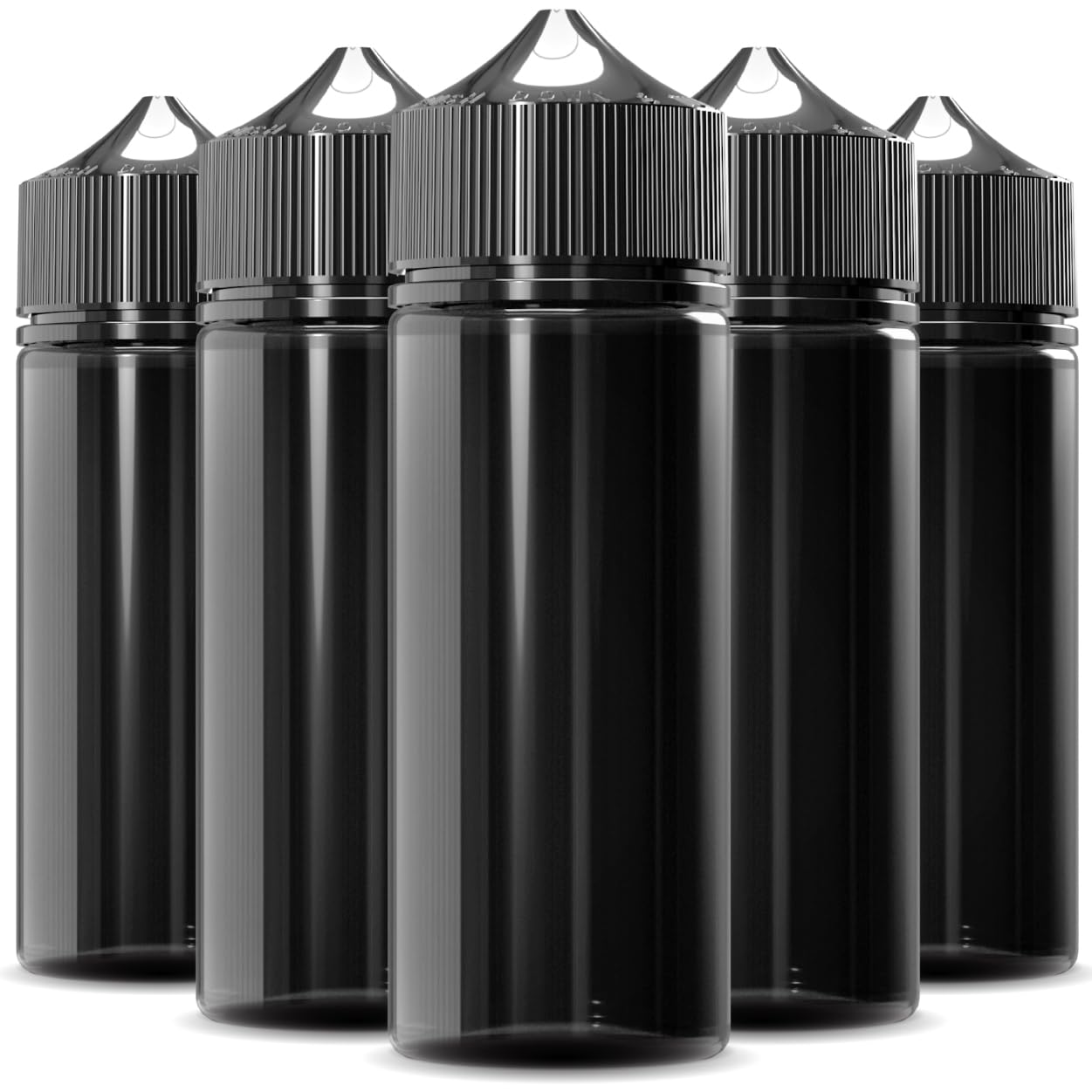 fantasi Chubby Gorilla Authentic Dropper Bottles - 5 x 120ml, Clear Black V3 Unicorn Bottles with Child Resistant Caps for Oil, Ink, DIY & Vape Juice