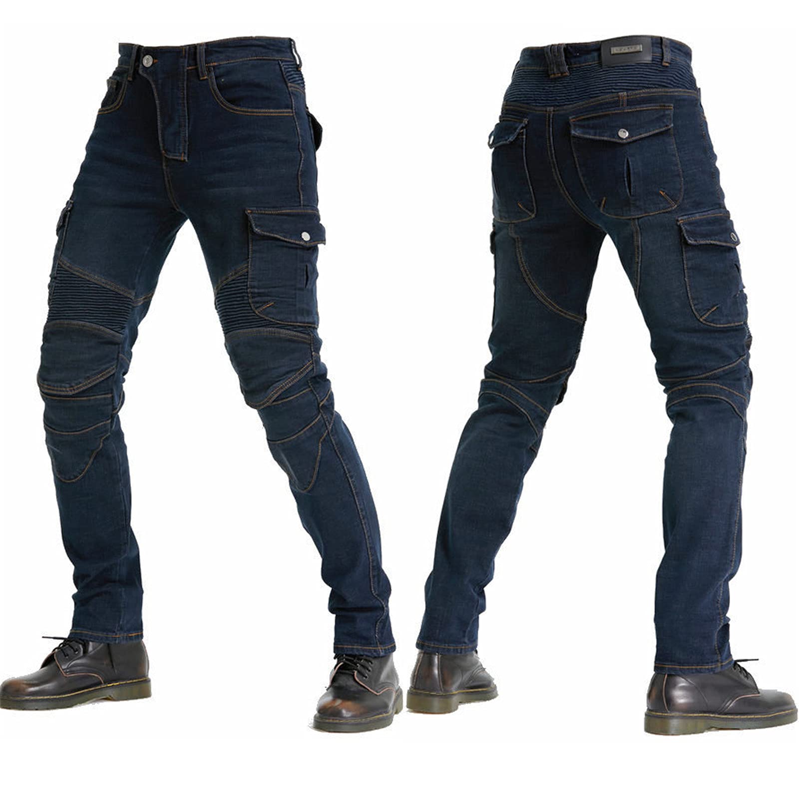 Pantaloni da Moto da Uomo,Moto Biker Jeans Pantaloni Protezione Armature Motorcycle Pants da Ciclismo,Impermeabili Cargo Pantaloni da Corsa (Blu,XS)