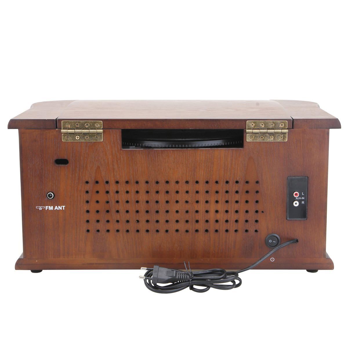 Nostalgiczny drewniany zestaw muzyczny | zestaw kompaktowy | Bluetooth | magnetofon kasetowy | retro zestaw stereo | odtwarzacz CD MP3 USB | pilot zdalnego sterowania | gramofon | radio | kodowanie MP3: Funkcja nagrywania AUX IN.