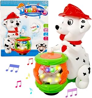 Drummer Moving Dog, Plastic Dog, Luminous and Amazing with Drum