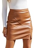 Womens Fuax Leather Skirt High Waisted Bodycon Pencil Mini Skirts with Shorts