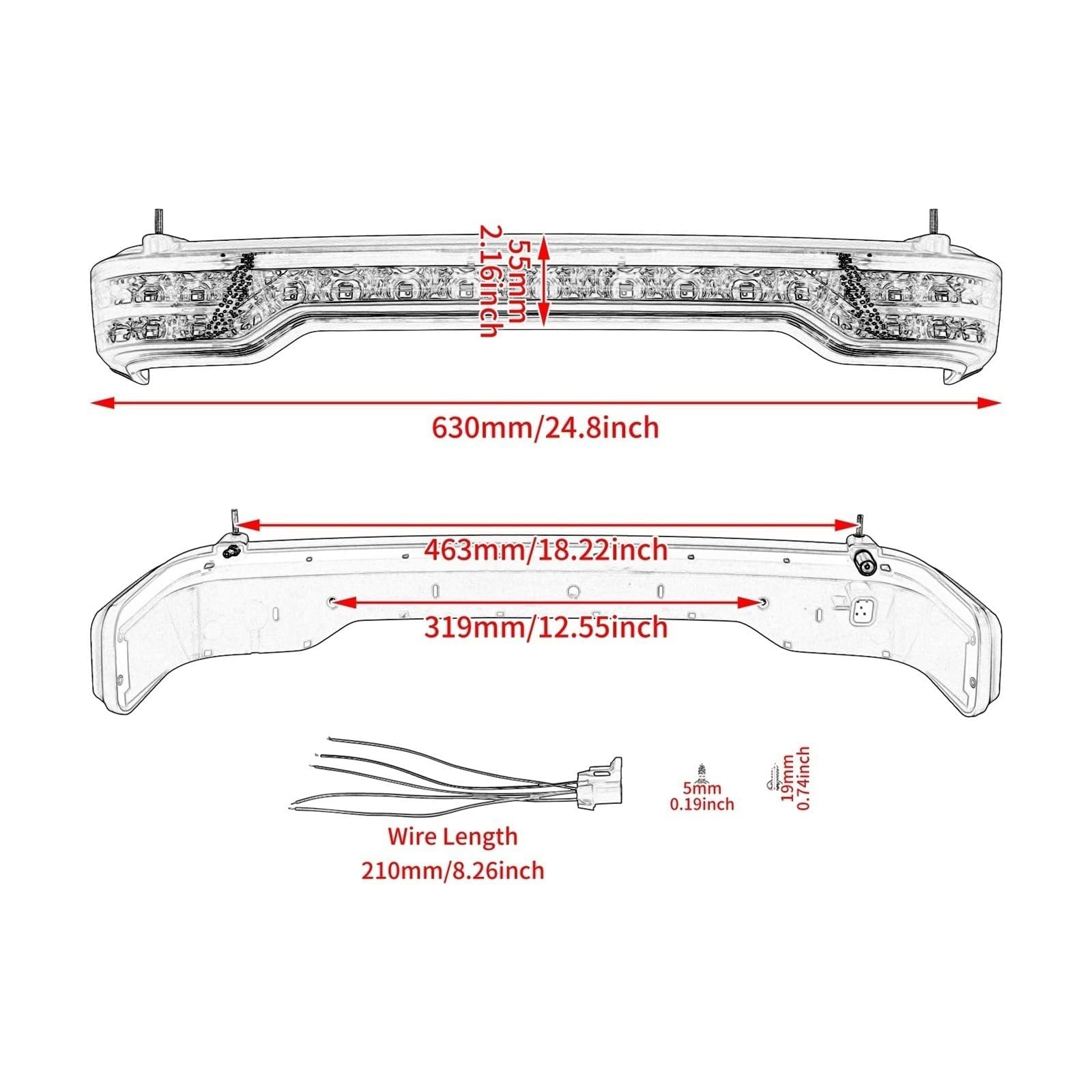 Luz de Freno Trasera Moto Para Harley Touring Para Road glide Para Ultra FLTRU 2020 Luz trasera para motocicleta, luz de freno trasera LED Tour Pack