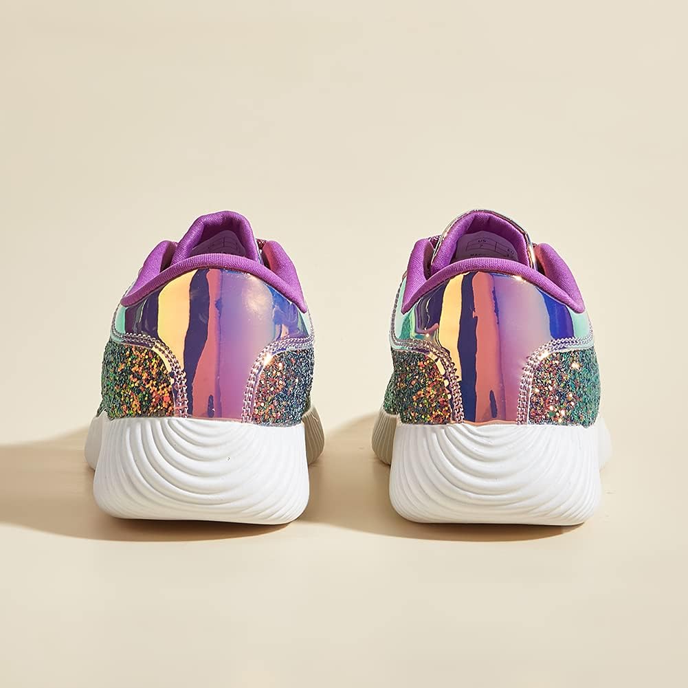 BELOS Women's Glitter Shoes Sparkly Lightweight Metallic Sequins Tennis Shoes Casual Retro Braided Walking Shoes - Image 5