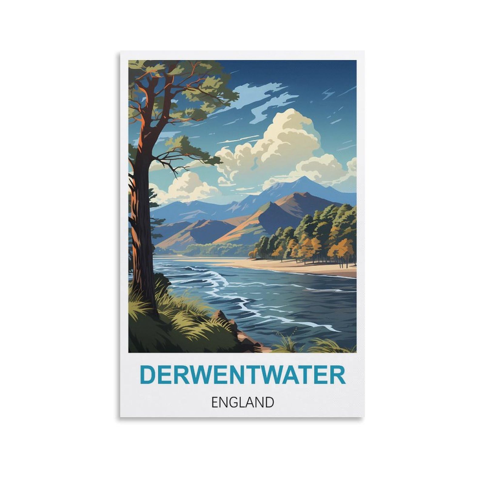 Metal Tin Sign Plaque Poster,Derwentwater England,Personalized Vintage Style Retro Tin Sign Custom Sign for Wall Outdoor, Indoor, Street, Office 30x30cm