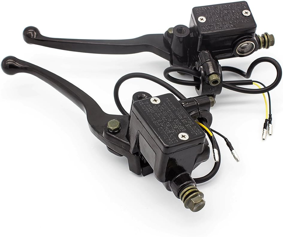 FXCNC Racing Billet 7/8" Universal Motorcycle Double Hydraulic Clutch Brake Levers Master Cylinder Reservoir Fit For 50cc-400cc Motocross Scooter ATV Sportbike Streetbike Adjustable