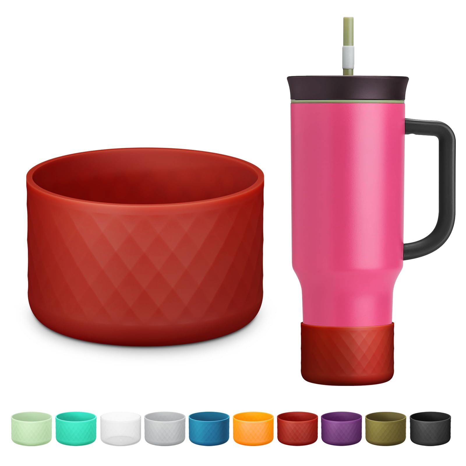 Silicone Boot for Owala 40 oz Tumbler with Handle, Anti-Slip Protective Sleeve for Stainless Steel Triple Layer Insulated Travel Tumbler Accessories