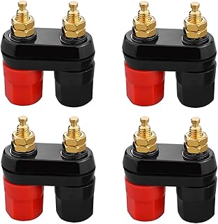 4Pcs Banana Plug Jack Female Socket Gold Plated Terminal Binding Post Dual 4mm Banana Plugs Connector for Speaker Amplifier Terminal