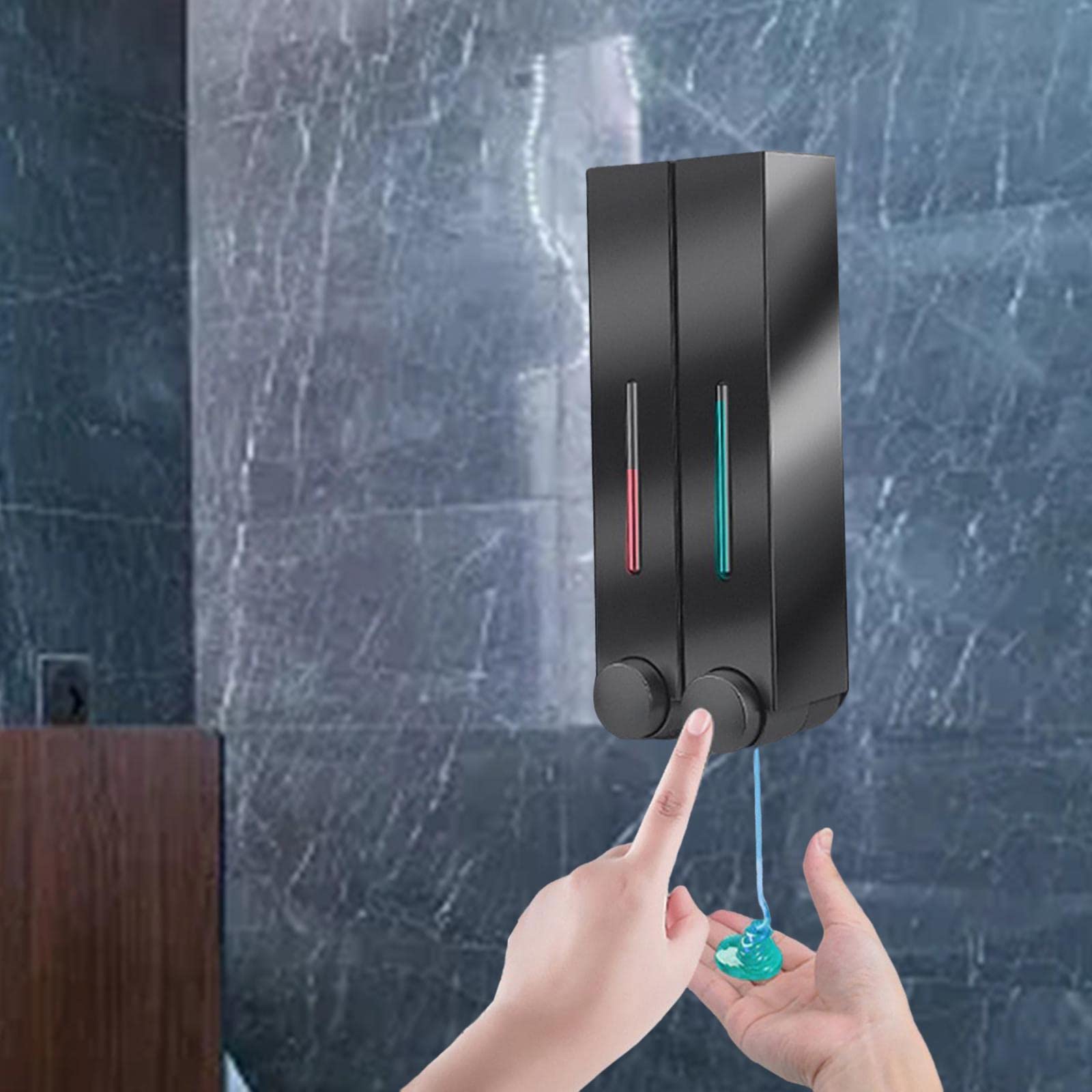 Dispensador de Jabón Montado en Pared Botella Plástica Recargable Contenedor de Loción Líquida Bomba con Ventana Visible Adecuado para Restaurante