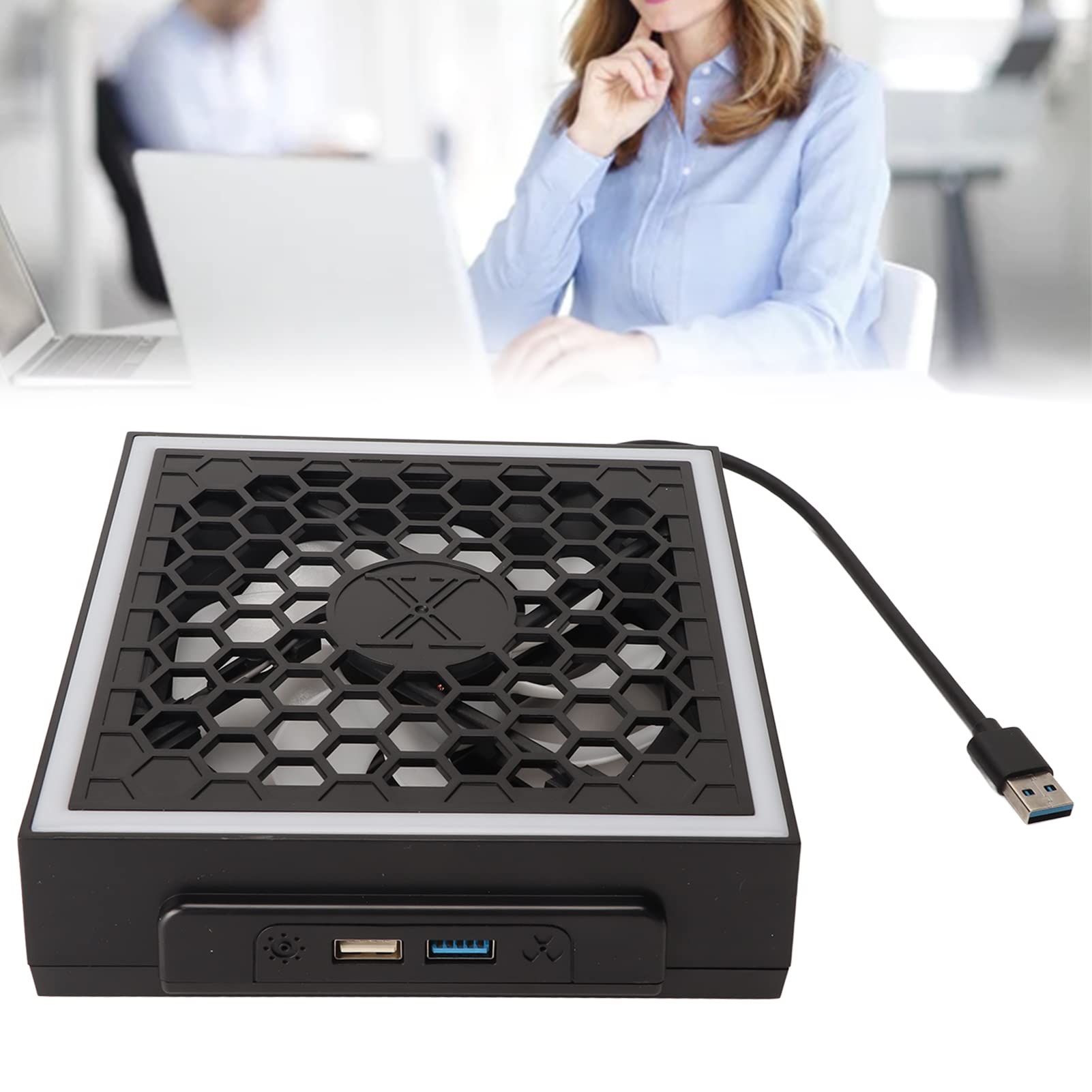 Ventola di Raffreddamento per Xbox Series X, Ventola di Raffreddamento per Console Xbox Series X con Striscia Luminosa Colorata, Raffreddamento Superiore con Porta USB 3.0 e 2.0,