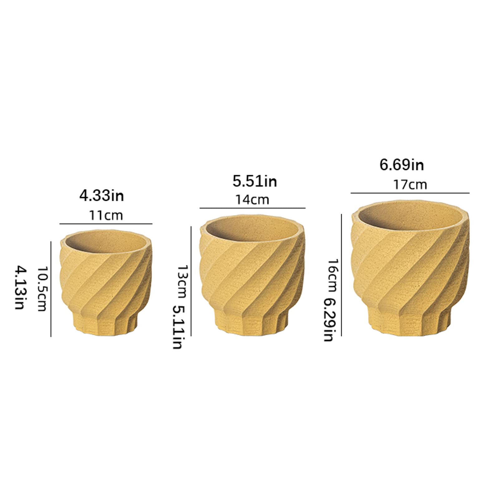 Vasi da Giardino Vaso da Fiori in Cemento con Motivo vorticoso, vasi da Fiori da 4/5/6 Pollici Vaso Decorativo Moderno con Foro di drenaggio per Desktop Domestico