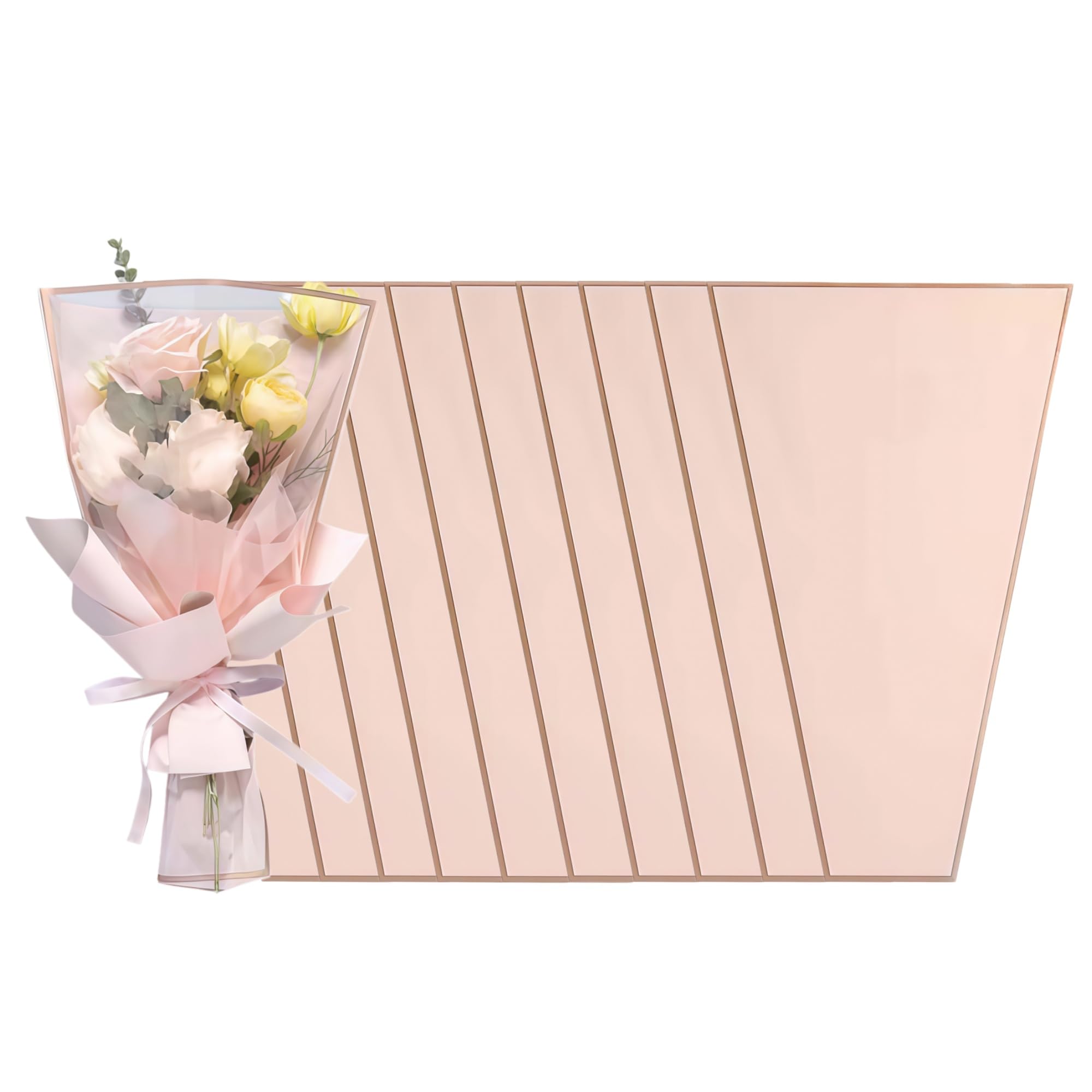 WACCOMT Pack 50 Sheets Cellophane Flower Sleeves for Rose Bouquets Pouch