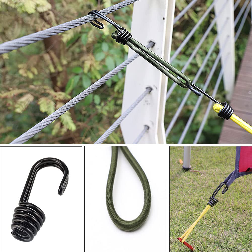 Confezione da 15 corde elastiche con ganci da 10 cm, corda elastica, tenditore per teloni, anelli elastici neri con gancio | Leroy Merlin