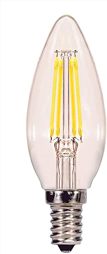 Satco S29877 Forma de vela 4.5 vatios 120 voltios B10 bombilla LED E12 Base de candelabro; 2700 K (6 bombillas LED)